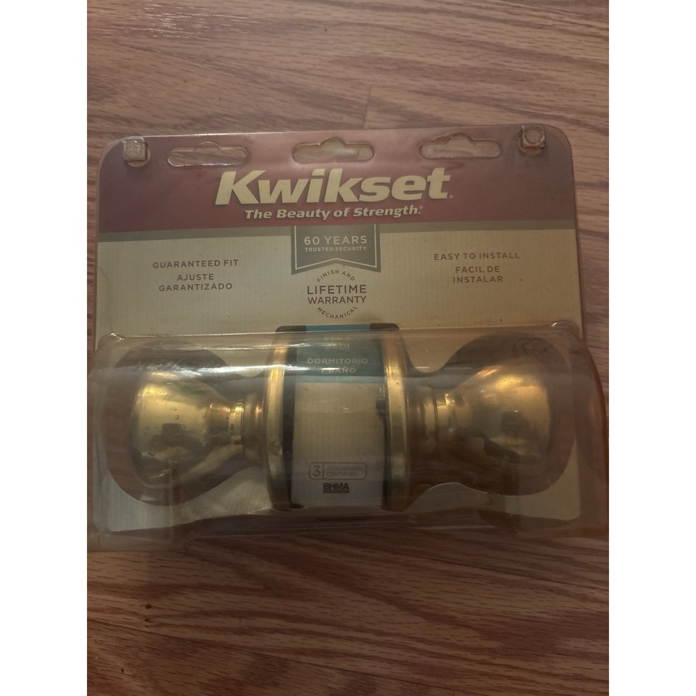Kwikset Bed Bath Door Knob Privacy Lockset Brass Finish ANSI Grade 3 NEW